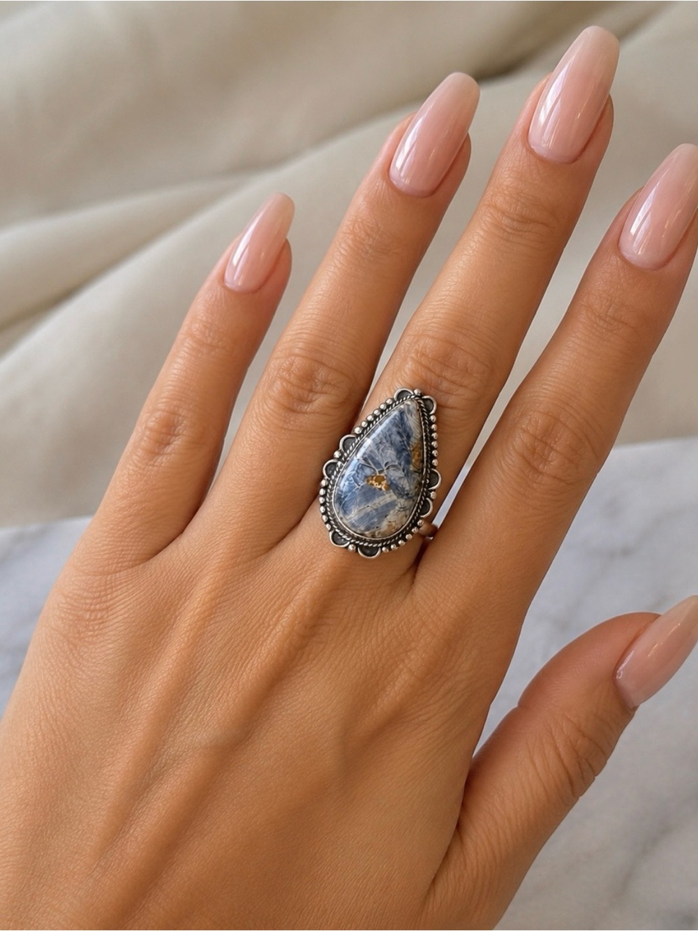 Sterling Silver 925 Pietersite Statement Ring